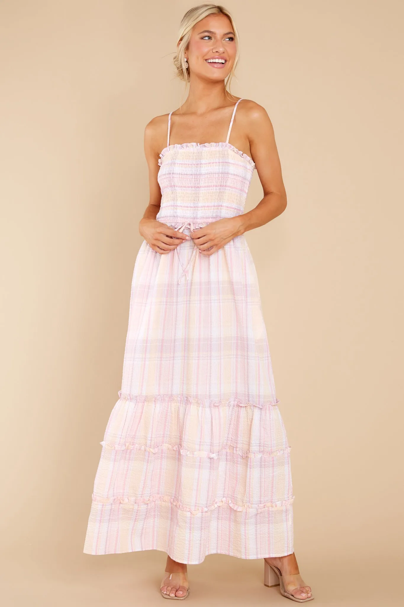 Absolutely Darling Pink Plaid Maxi Dress