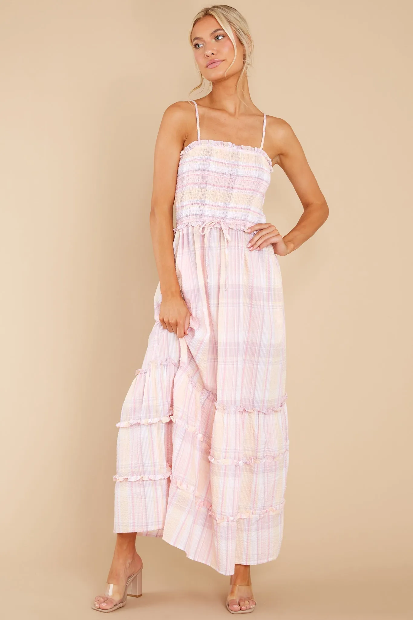 Absolutely Darling Pink Plaid Maxi Dress