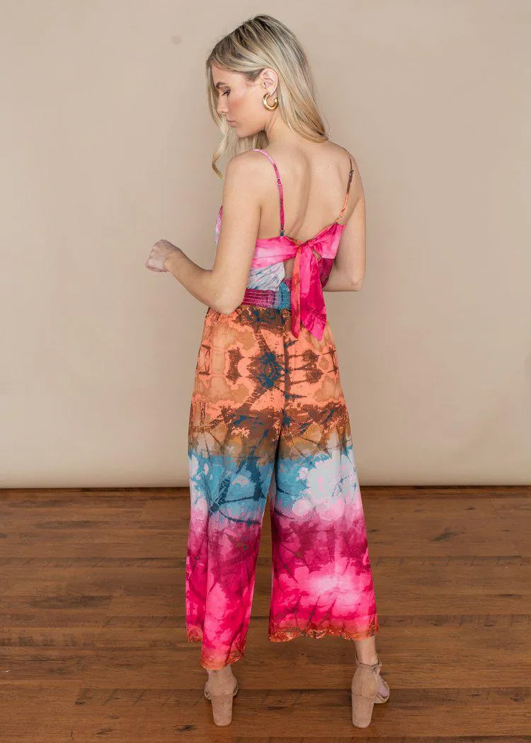 Adelyn Rae Leyla Multi Color Cinched Waist Culotte Jumpsuit-***FINAL SALE***