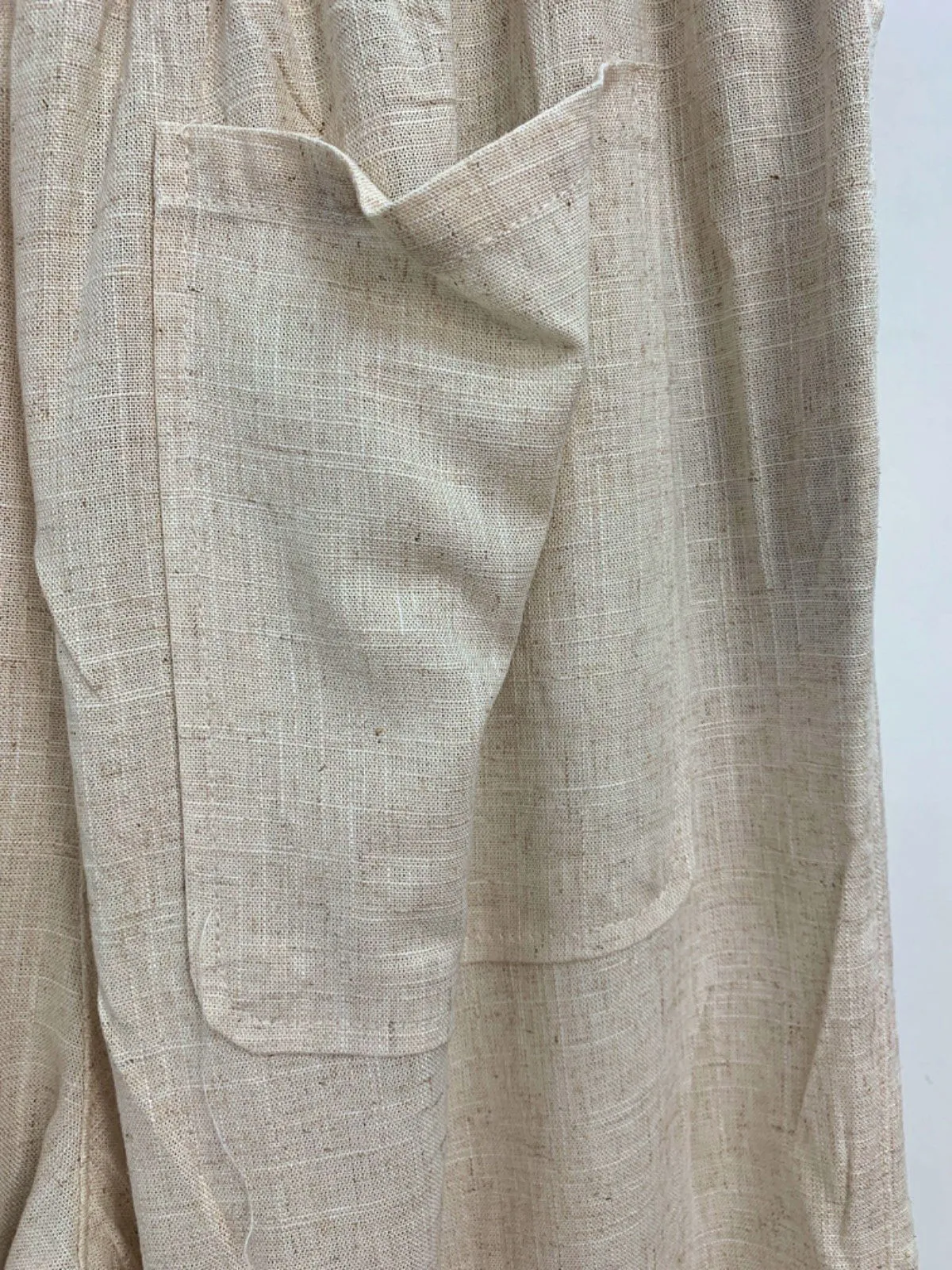 ASOS Beige Wide Leg Linen Blend Trousers UK 8 Tall