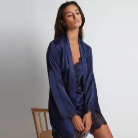 Aubade 'Toi Mon Amour' Midnight Blue Silk Kimono