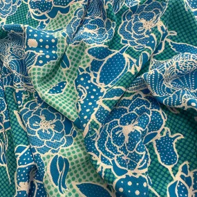 Azure Multi Color Floral Print Georgette Fabric