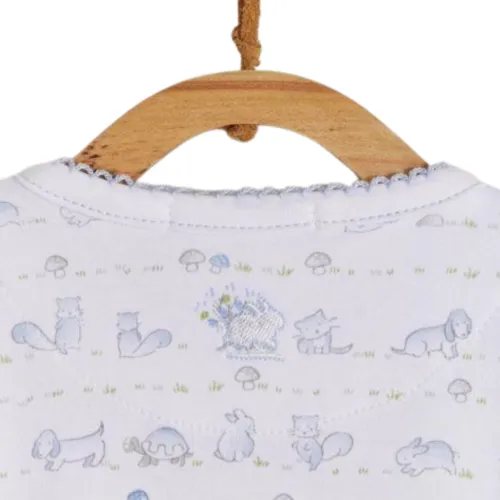 Babycottons In the Woods Footie White Light Blue