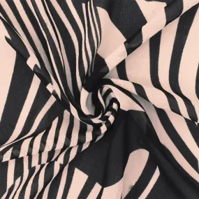 Beige-Black Abstract Zebra Printed Poly Chiffon Woven Fabric