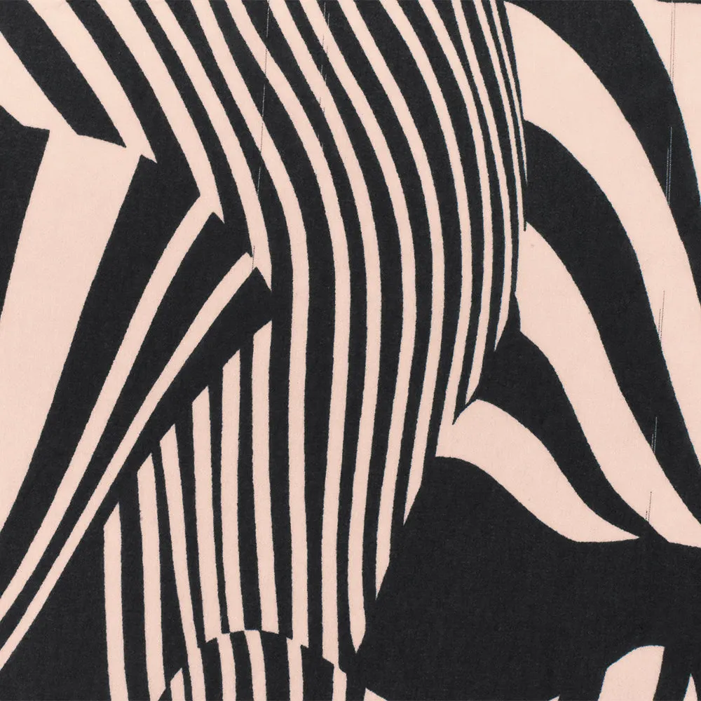 Beige-Black Abstract Zebra Printed Poly Chiffon Woven Fabric