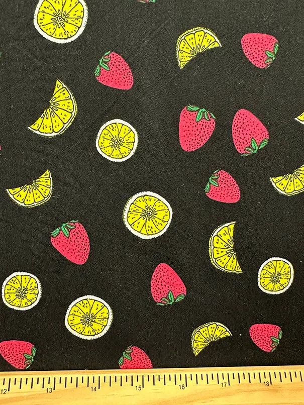 Black Fruit Print Double Brushed Jersey Knit Fabric