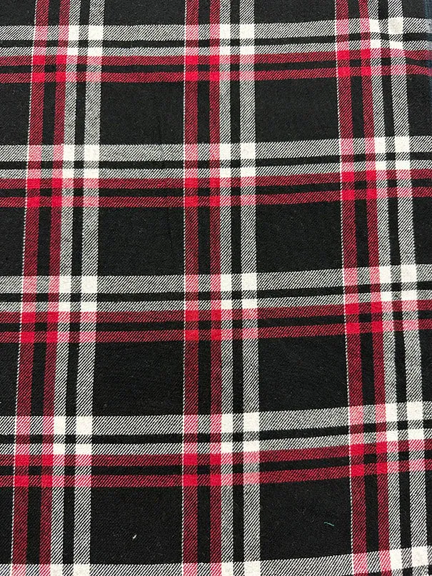 Black Multi Yarn Dyed Plaid Flannel Fabric