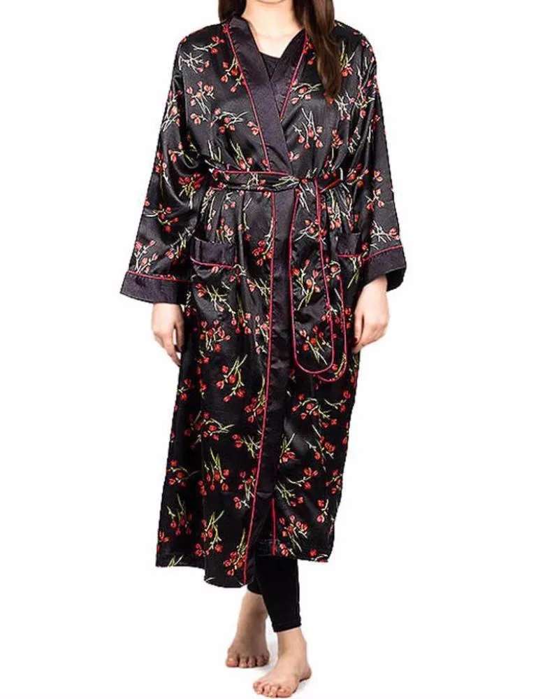 Black Printed Night Gown