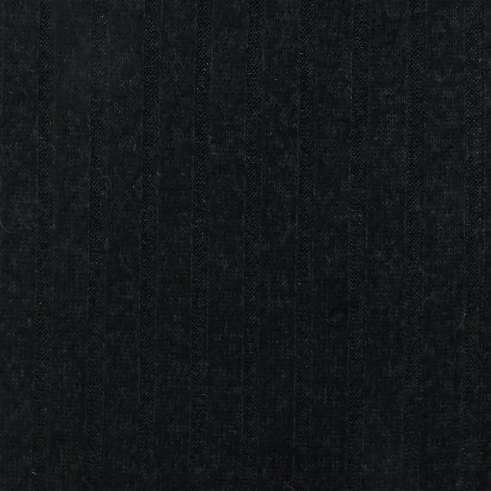 Black Stripe Stretch Brushed 7x4 Rib Knit Fabric