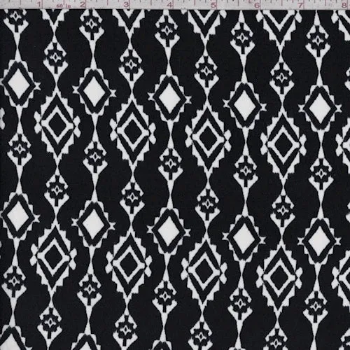 Black/White Diamond Chain Challis Fabric