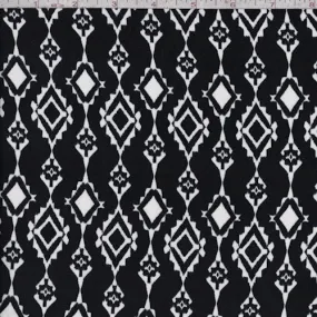 Black/White Diamond Chain Challis Fabric