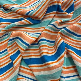 Blue Multi Strip Crepe Georgette Fabric