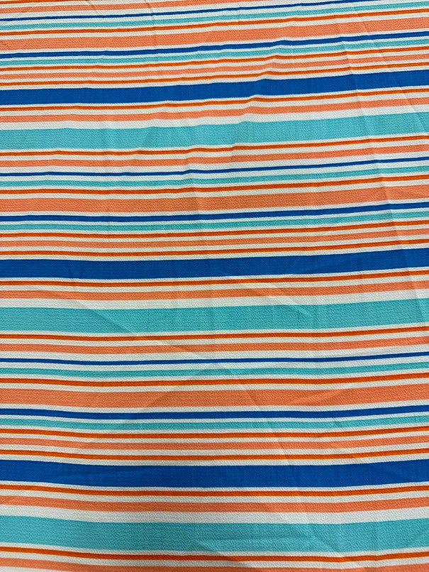 Blue Multi Strip Crepe Georgette Fabric