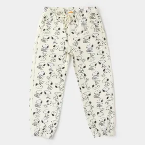 Boys Cotton Pant Character - Off-White