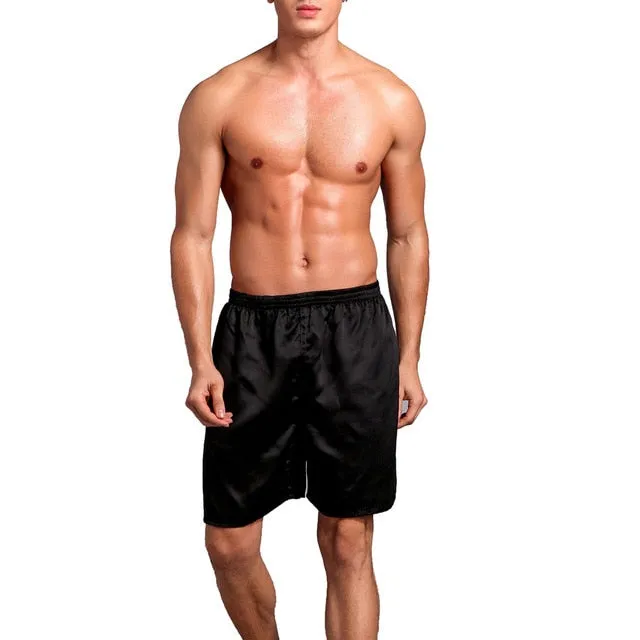 Casual Loose Men'S Satin Silk Pajama Shorts Sleepwear