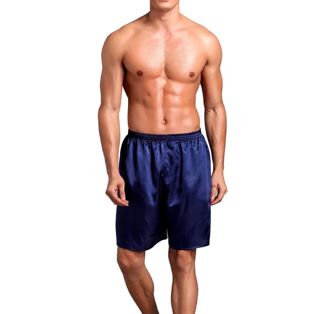 Casual Loose Men'S Satin Silk Pajama Shorts Sleepwear