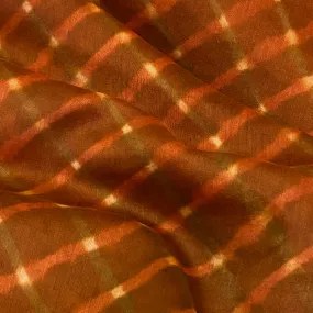 Copper/Olive Wavy Stripes   Diamonds Silk/Cotton Shibori from India By the Yard  #TK-54