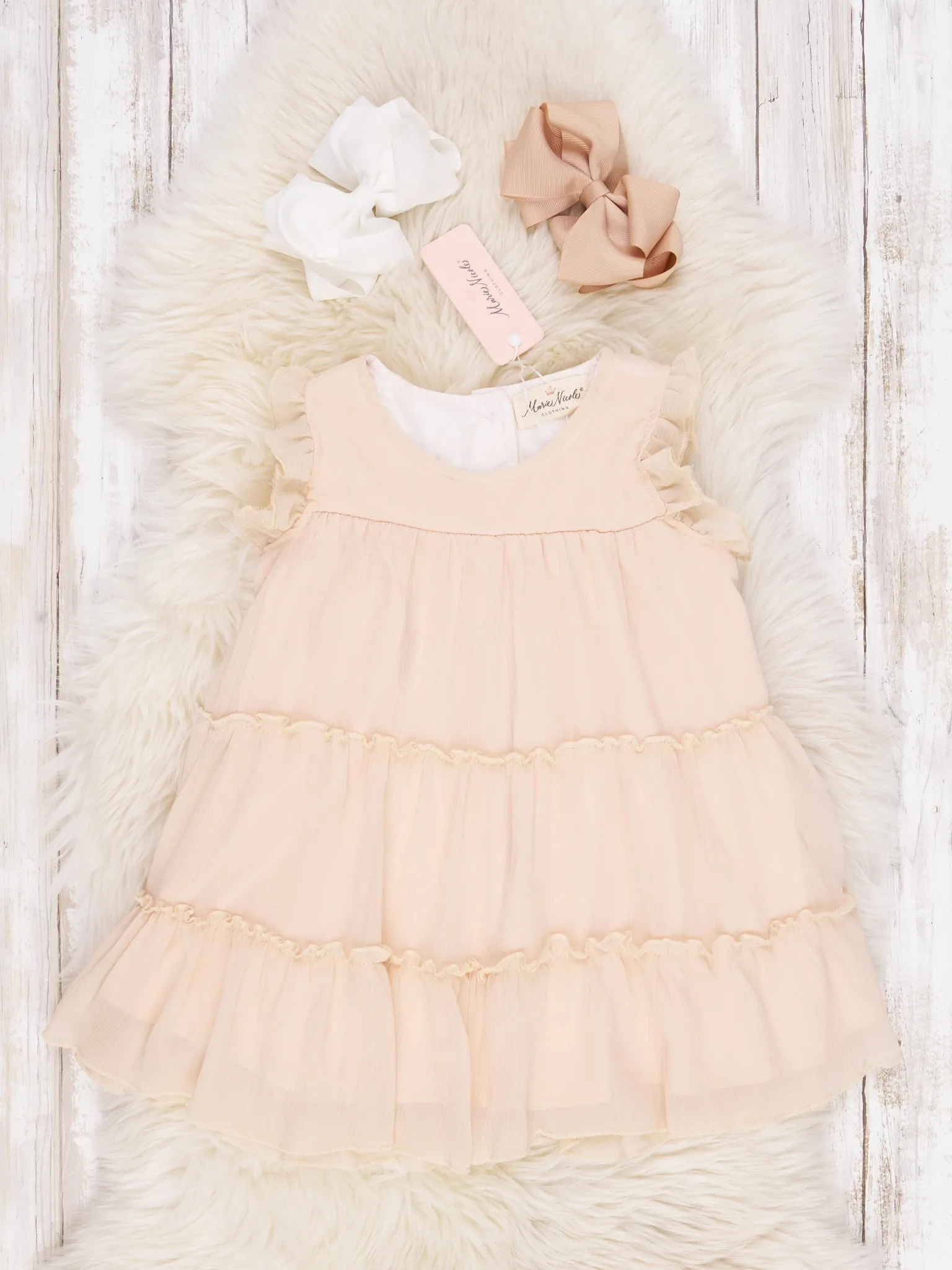 Cream Tiered Ruffle Dress