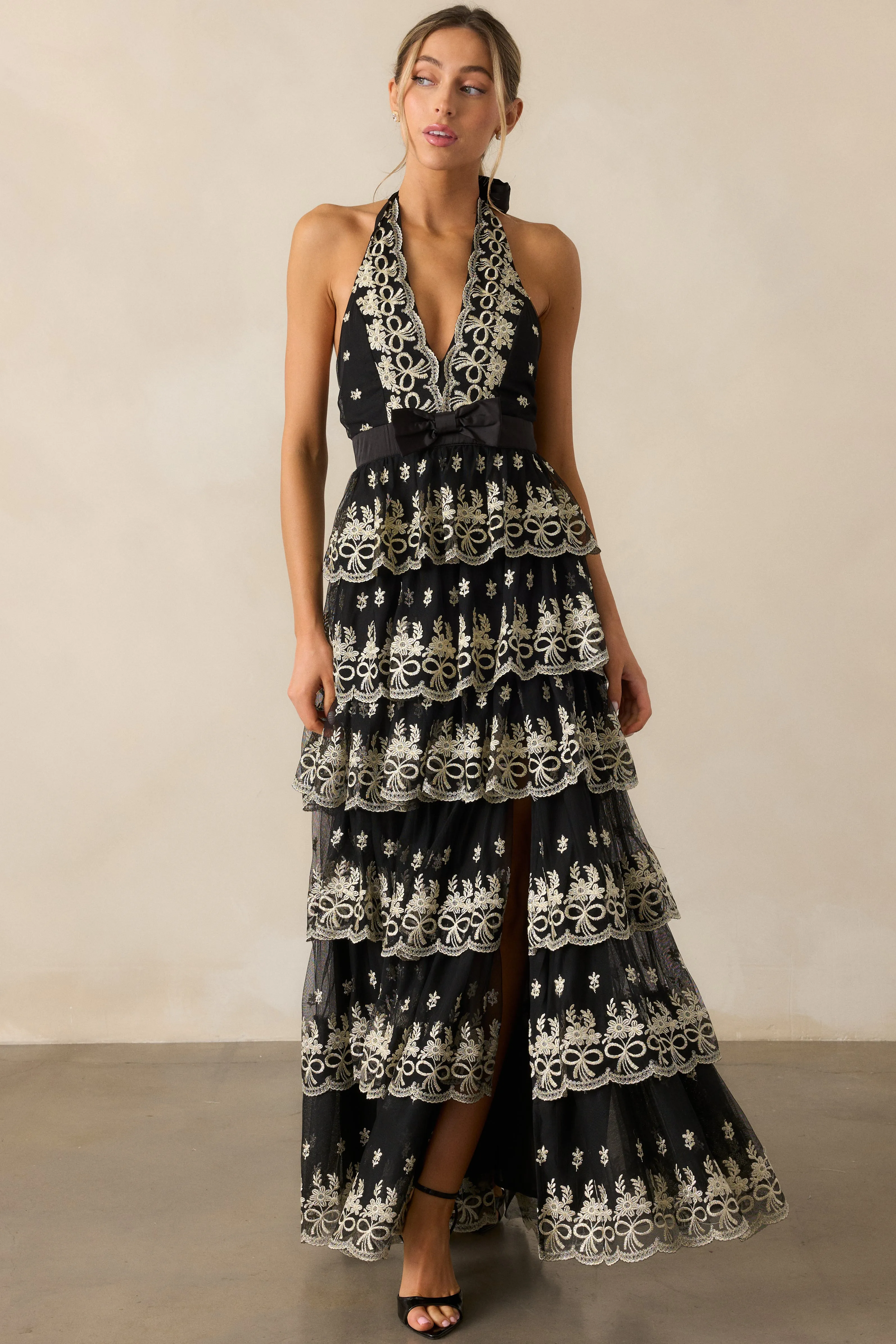 Dancing Under The Stars Black Tiered Maxi Dress