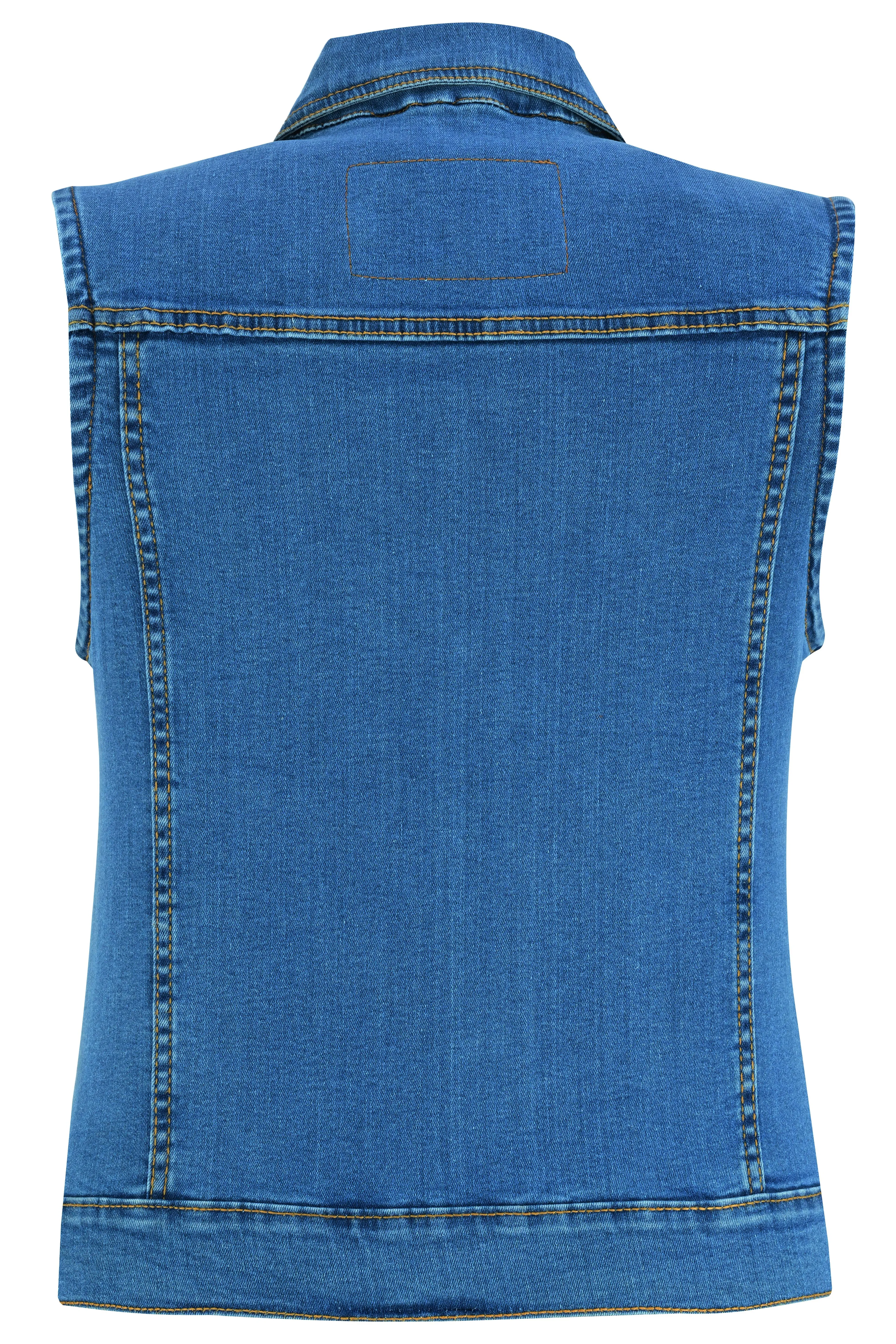 DM943  Women's Blue Denim Snap Front Vest