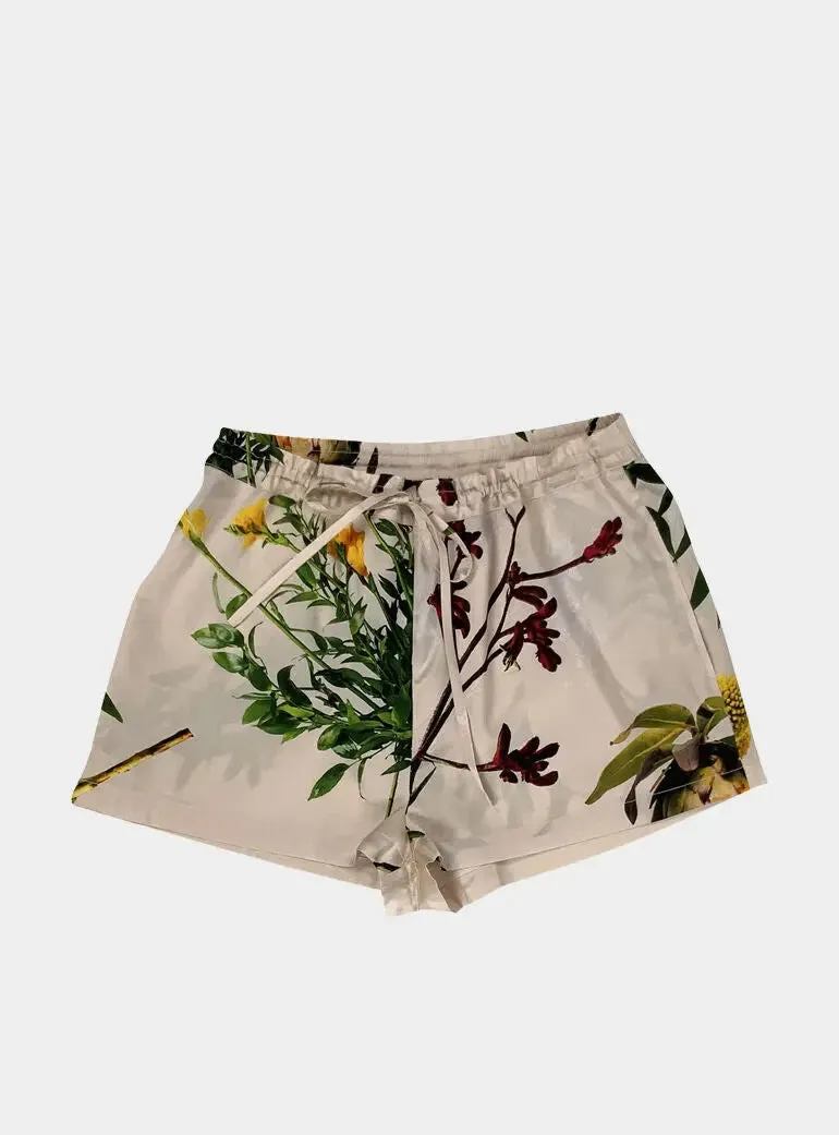 Flying Flower Silk Pyjama Shorts