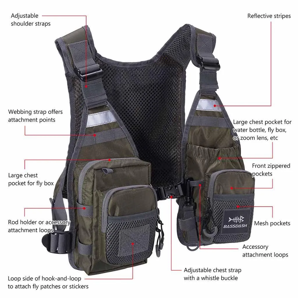 FV08 Ultra Lightweight Fishing Vest for Men Women