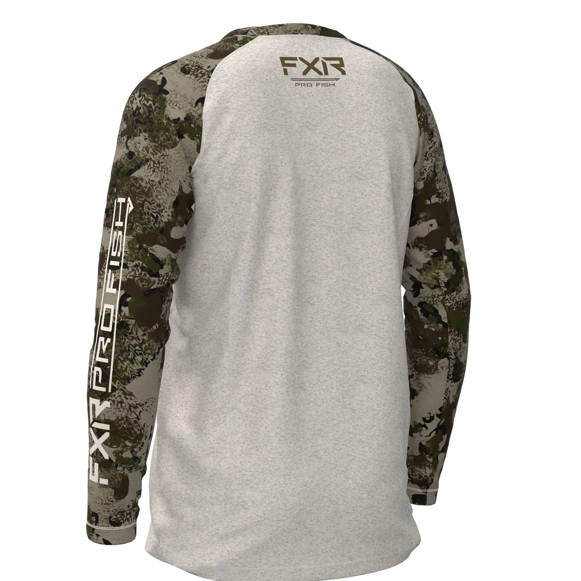 FXR  Bone Heather Army Camo Youth Derby UPF Longsleeve T-Shirt Tee ProFish