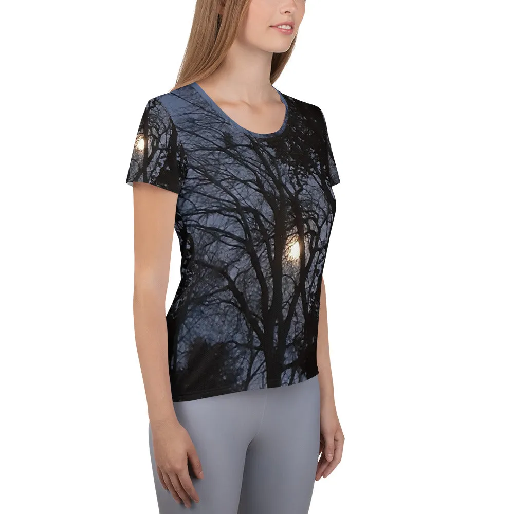 GG - Women's Athletic T-Shirt - Trees & Moon