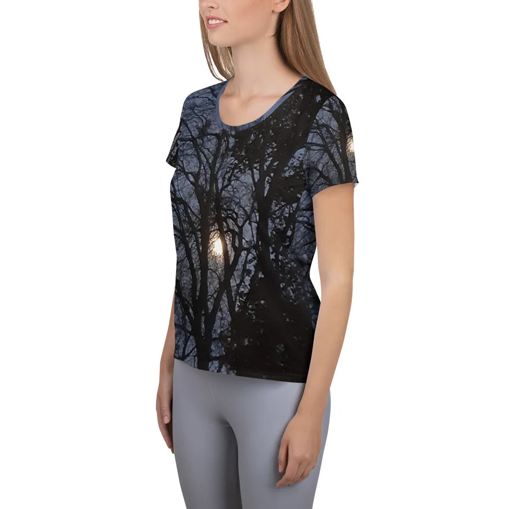 GG - Women's Athletic T-Shirt - Trees & Moon