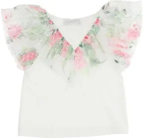 Girls Floral Ruffled Tulle T-Shirt