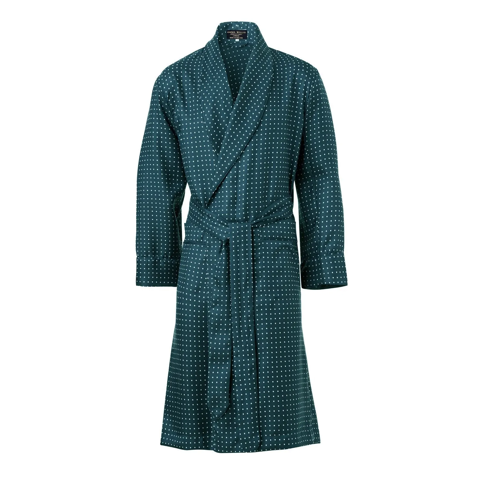 Green and White Spot Silk Dressing Gown