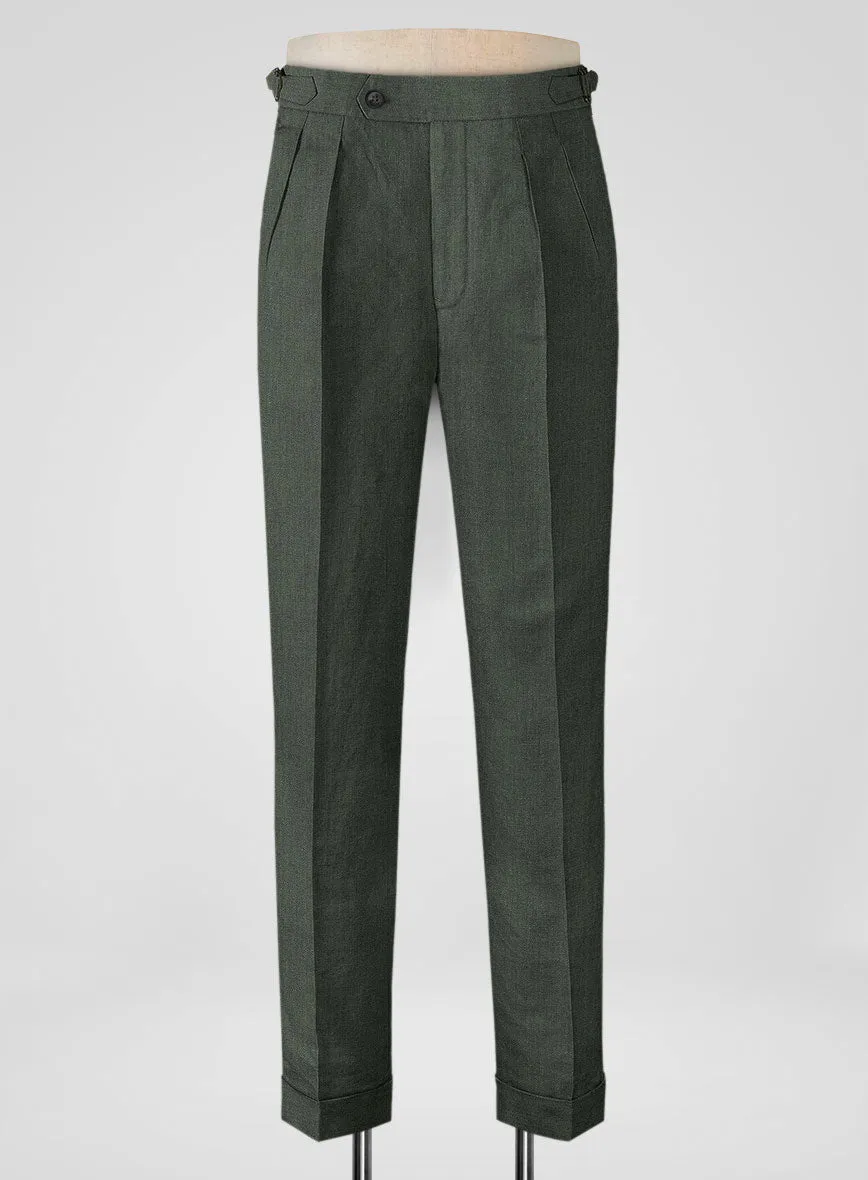 Heavy Linen Green Highland Trousers