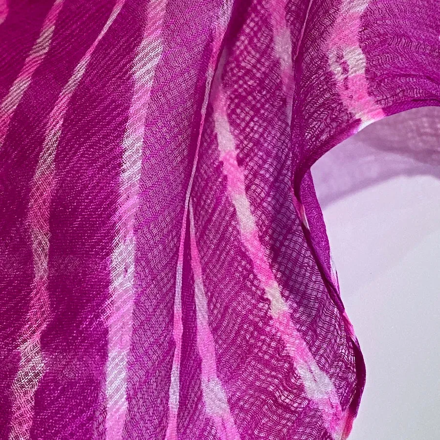 Hot Pink Sheer Chiffon Whisper-Light Kota Doria from India By the Yard  #TK-57