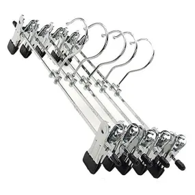 Kentop 10 Pcs Hangers Clips Strong Chrome Stainless Steel Adjustable Coat Hangers Non-Slip Clips Skirt/Trousers