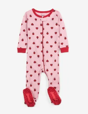 Kids Footed Ladybug with Hearts Pajamas