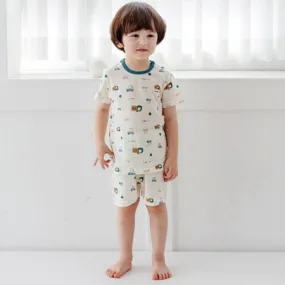 Kids Summer Short Shirt Cotton Cool Mesh Pajamas Set - Cars