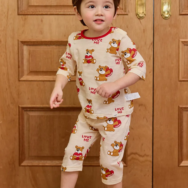 Kids Summer Short Shirt Cotton Cool Mesh Pajamas Set - Love Me Bear