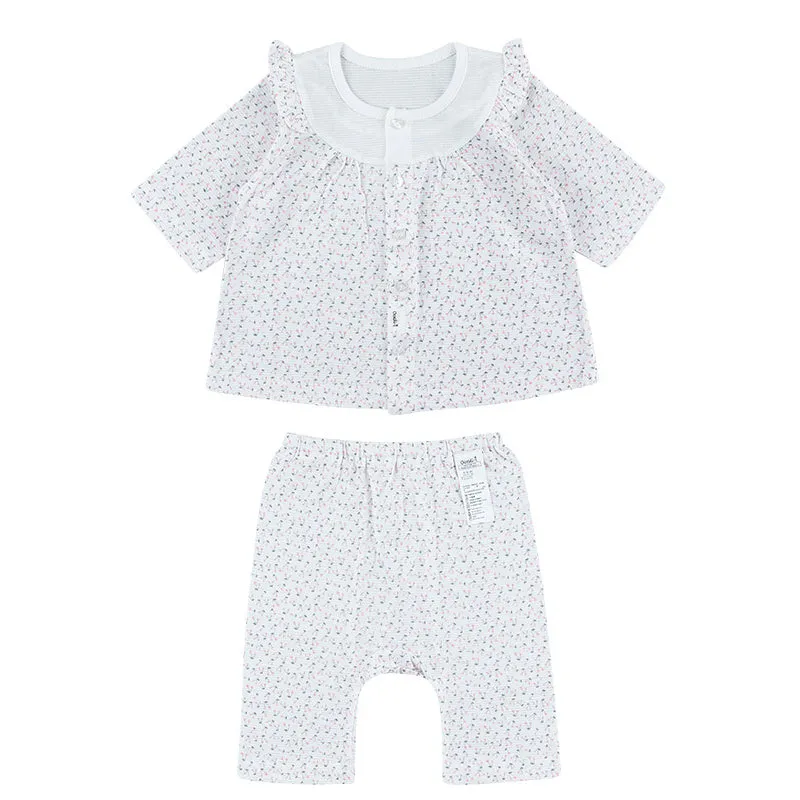 Kids Summer Short Shirt Cotton Cool Mesh Pajamas Set - Mini Cherry