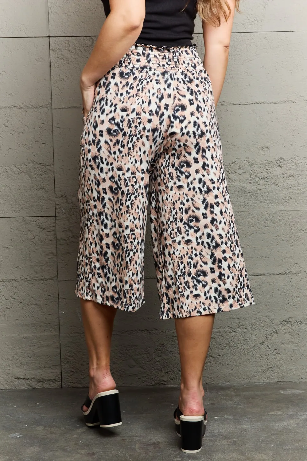 Leopard Luxe Culottes in Beige with Pockets