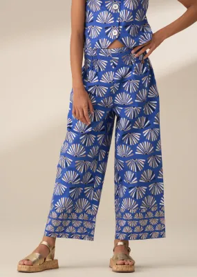 Lina Blue Printed Linen Trousers