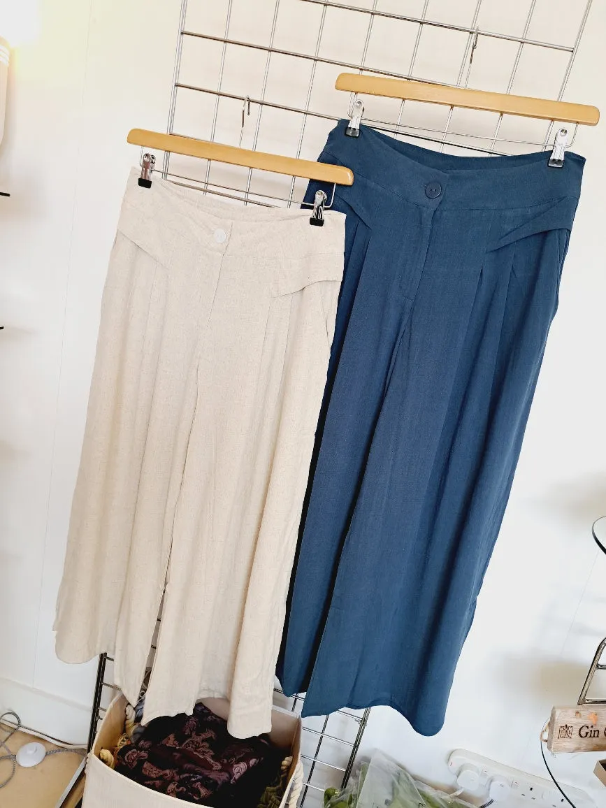 Linen mix wide leg trousers