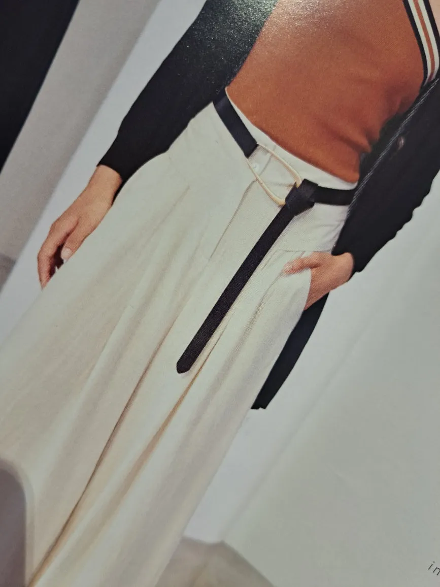 Linen mix wide leg trousers