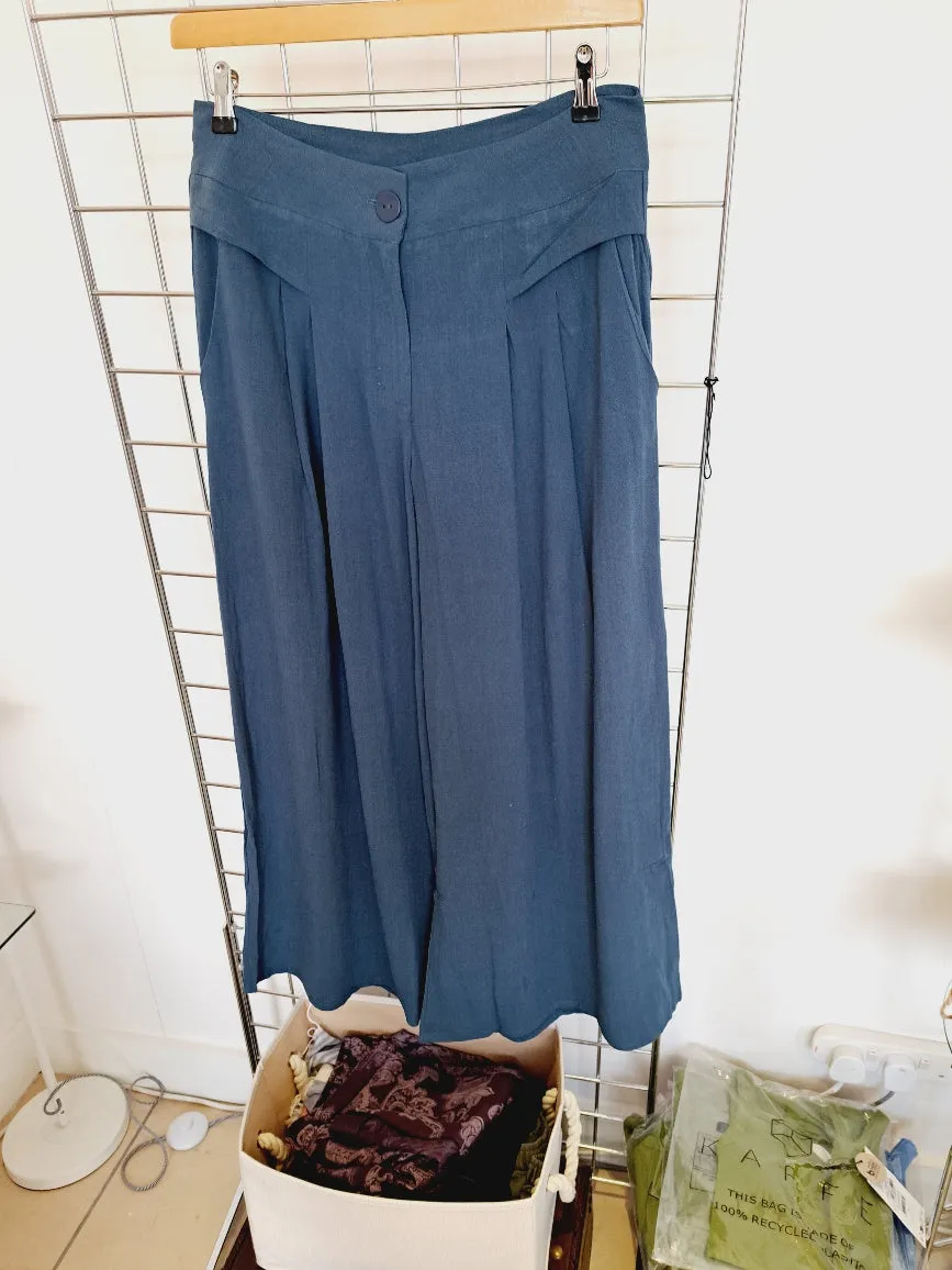 Linen mix wide leg trousers