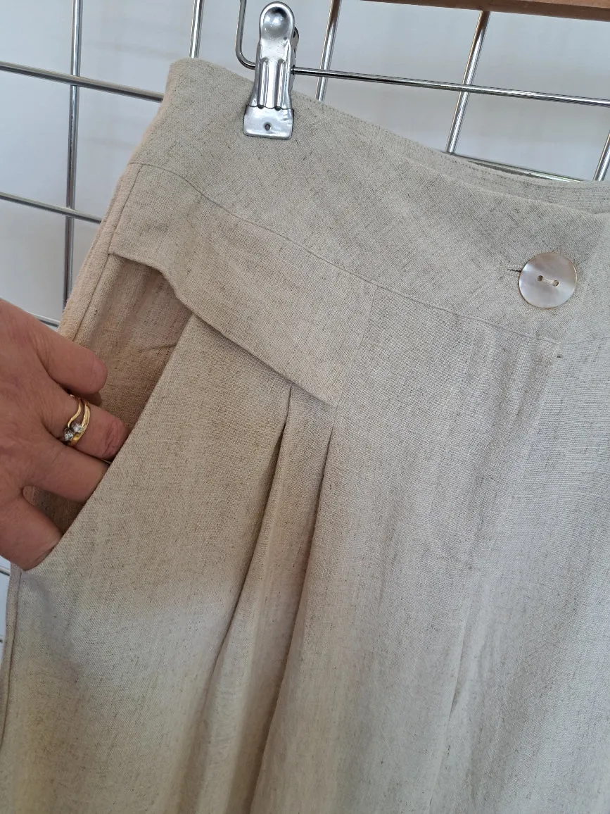 Linen mix wide leg trousers