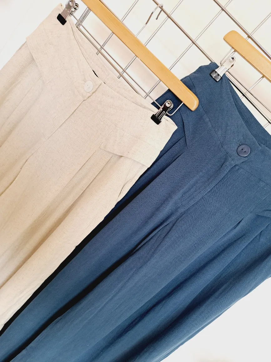 Linen mix wide leg trousers