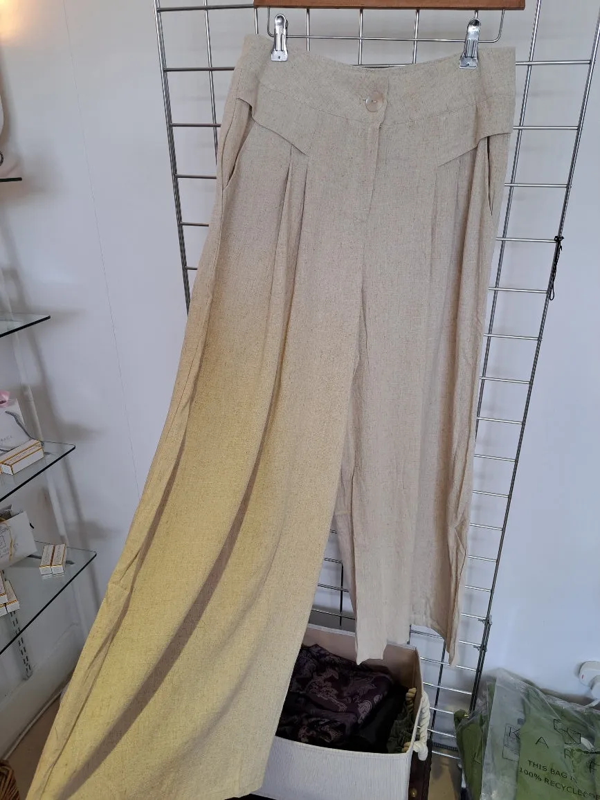 Linen mix wide leg trousers