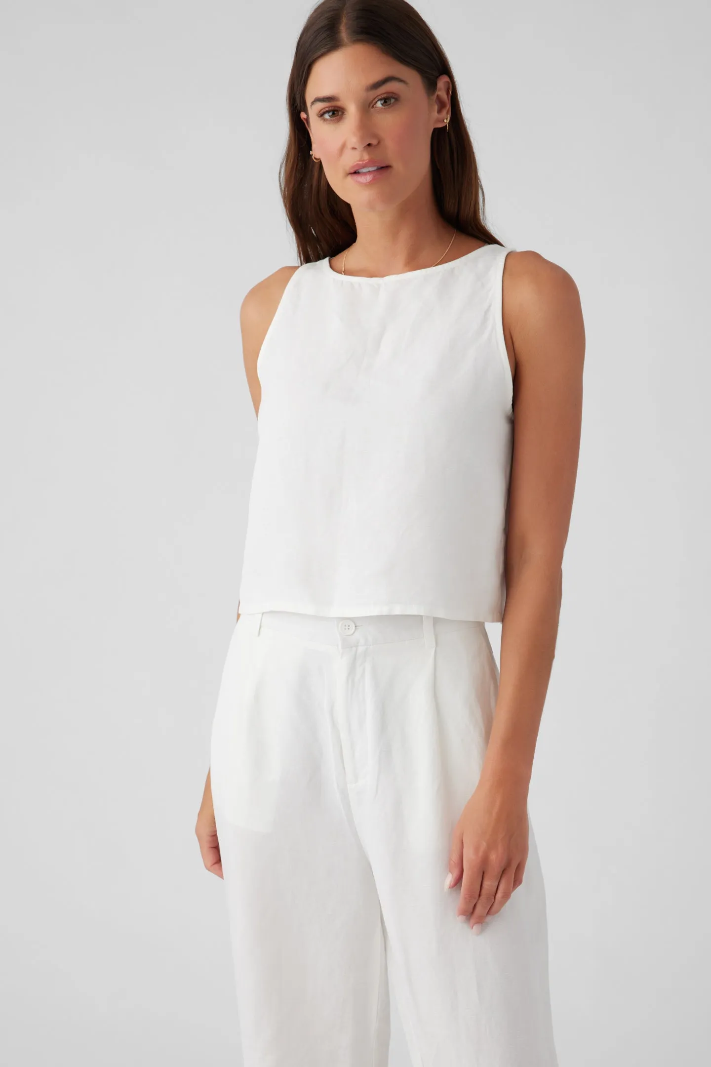 Linen Reversible Button Tank