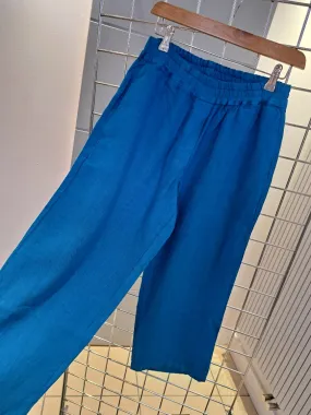 Linen wide leg pants blue