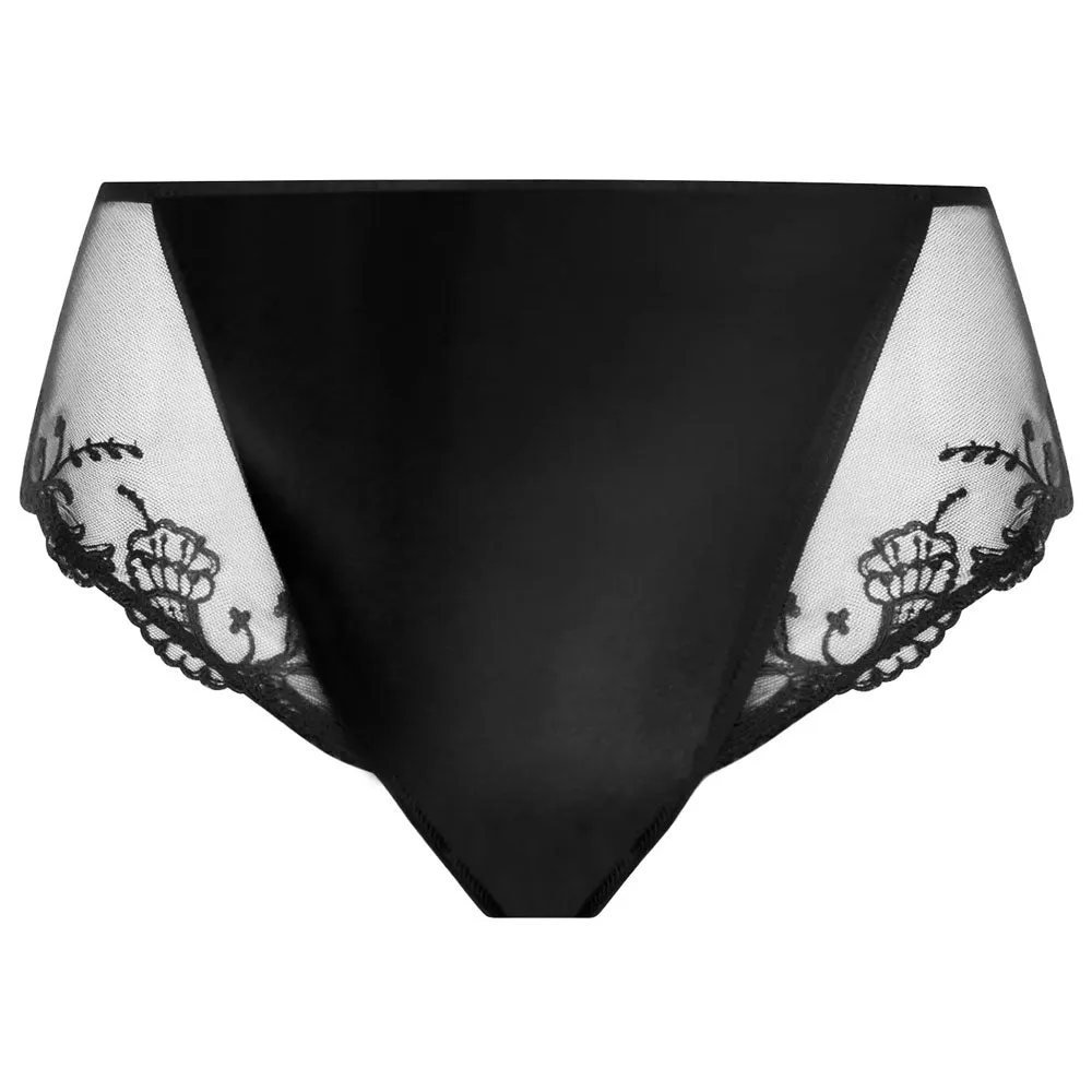 Lise Charmel 'Splendeur Soie' Black Silk High Waisted/Retro Brief