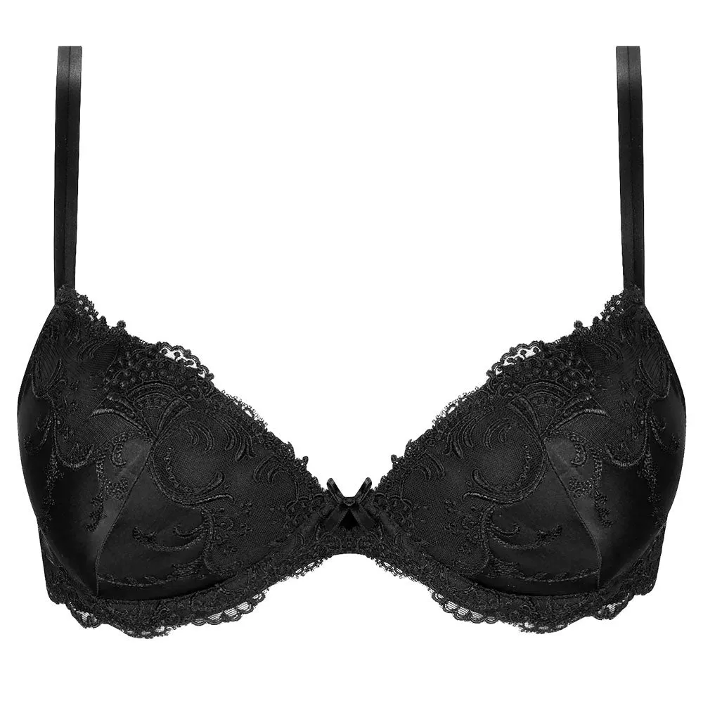 Lise Charmel 'Splendeur Soie' Black Silk Padded Plunge Bra